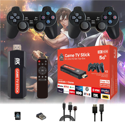 8K Game Stick Tv Box with 2 wireless Game controlers