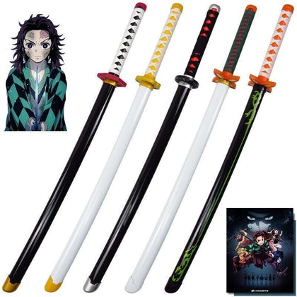 Demon Slayer Anime Wood Sword Party Cosplay Larp Sword Tanjiro Kamado 104CM